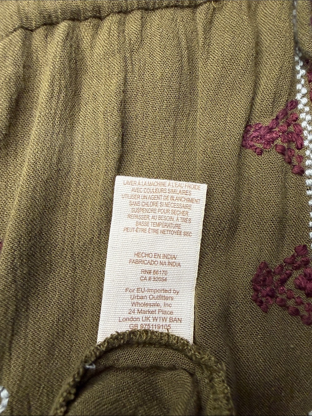 Free People Olive Green Embroidered Boho Mini Dress - Picture 9 of 9